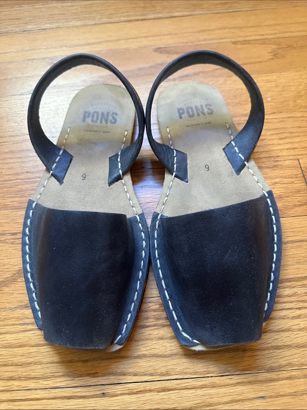 PONS Avarca Women’s Black Leather Slingback Sandals